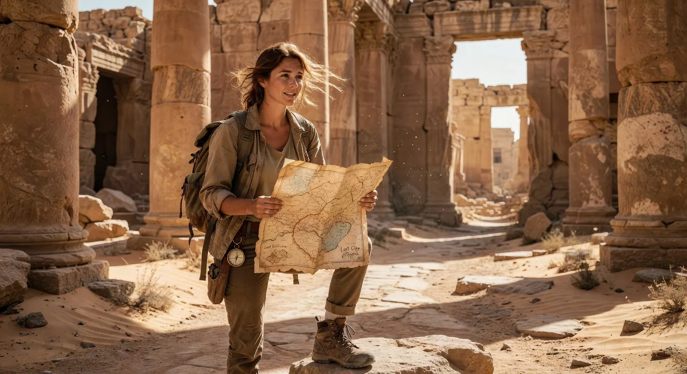 Solo female traveler exploring city accommodation area